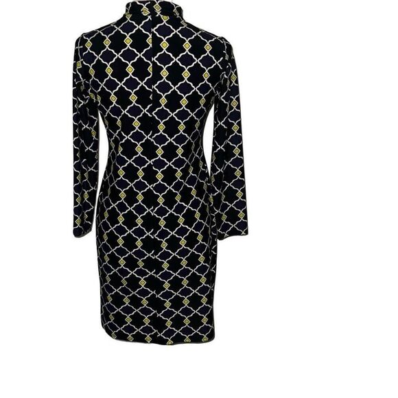 Jude Connally Quatrefoil Geometric Print Turtleneck Dress Packable Stretchy Sz S - Picture 3 of 10
